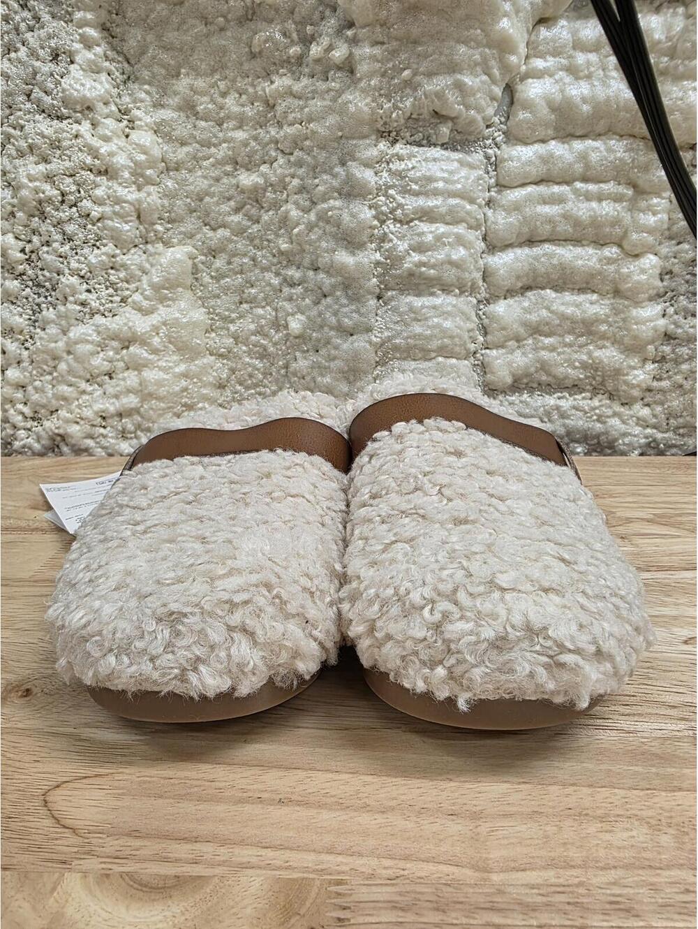 Amazon Essentials Backless Shearling Memory Foam Mule Ivory Tan Women’s 7.5 - Picture 2 of 10